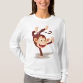 Playful Monkey Doing a Handstand Cute Animal Tシャツ (正面)