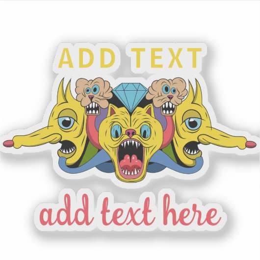 playful multicolor cartoon psychedelic creature シール (正面)