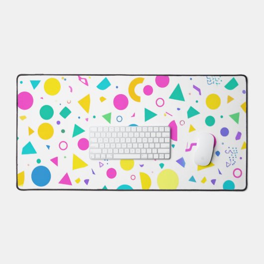 Playful Neon Memphis Geometric Retro Pattern デスクマット (キーボード&マウス)