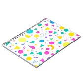 Playful Neon Memphis Geometric Retro Pattern ノートブック (左側)