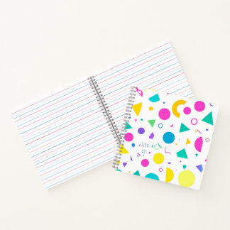 Playful Neon Memphis Geometric Retro Pattern ノートブック