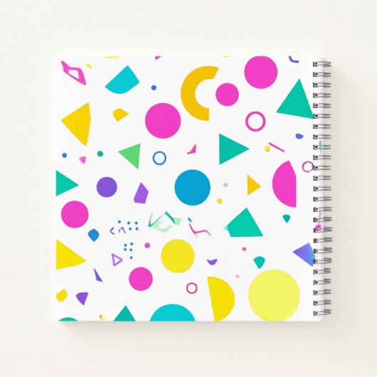 Playful Neon Memphis Geometric Retro Pattern ノートブック (裏面)