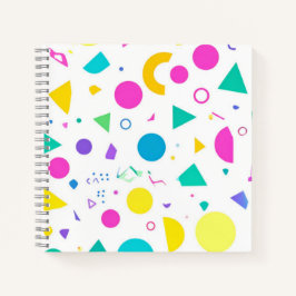 Playful Neon Memphis Geometric Retro Pattern ノートブック