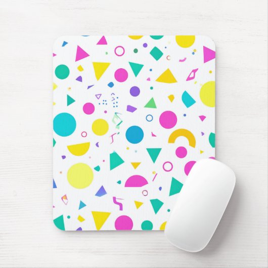 Playful Neon Memphis Geometric Retro Pattern マウスパッド (マウス)