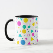 Playful Neon Memphis Geometric Retro Pattern マグカップ (左)