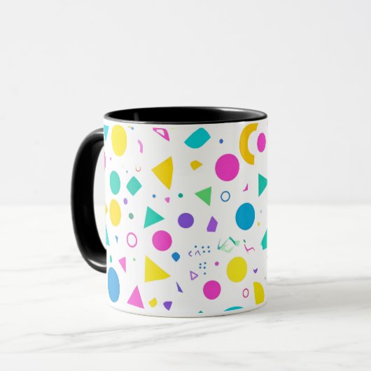 Playful Neon Memphis Geometric Retro Pattern マグカップ (正面左)