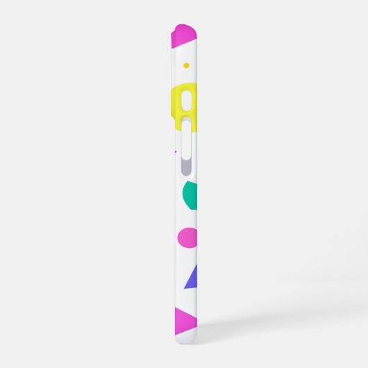 Playful Neon Memphis Geometric Retro Pattern iPhone 16ケース (左側面)