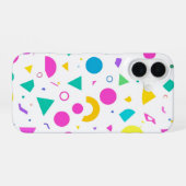 Playful Neon Memphis Geometric Retro Pattern iPhone 16ケース (裏面横)