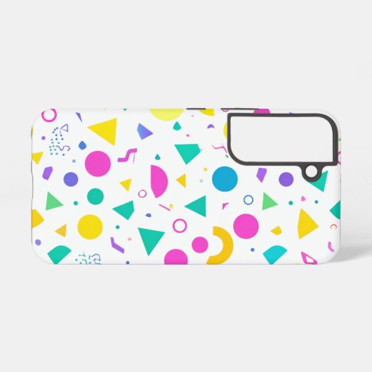 Playful Neon Memphis Geometric Retro Pattern Samsung Galaxyケース (裏面横)