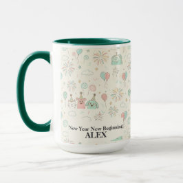 Playful New Year New Beginnings Custom Mug マグカップ