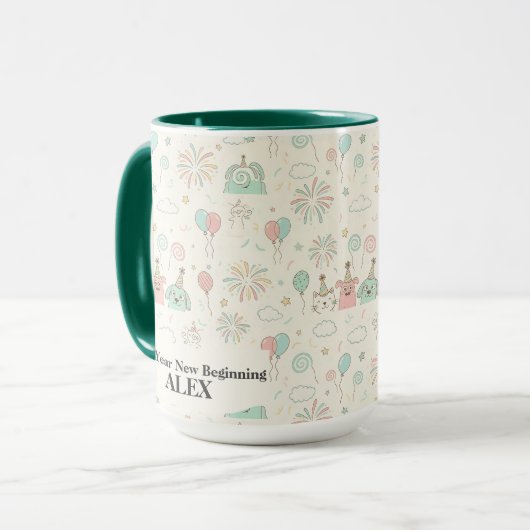 Playful New Year New Beginnings Custom Mug マグカップ (正面左)