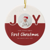 Playful Newborn Baby's  Photo First Christmas セラミックオーナメント (正面)