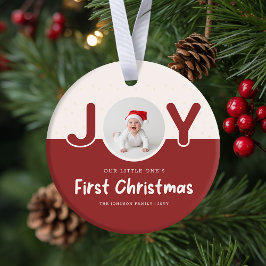 Playful Newborn Baby's  Photo First Christmas セラミックオーナメント