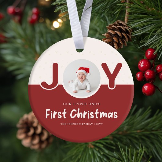 Playful Newborn Baby's  Photo First Christmas セラミックオーナメント