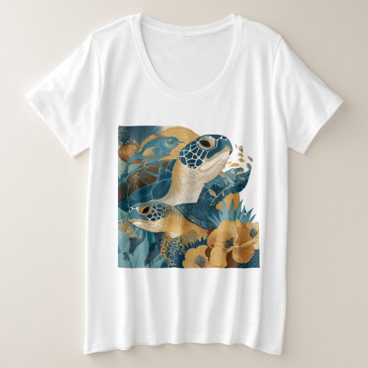 Playful Ocean Animals Summer T-Shirt Gift プラスサイズTシャツ (デザイン正面)