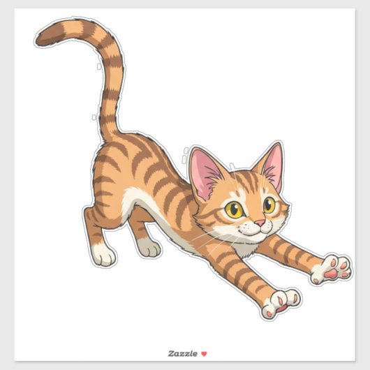 Playful Orange Kitten Cartoon シール (シート)