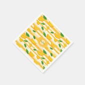 Playful Orange Slice Pattern with Green Leaves スタンダードカクテルナプキン (角)