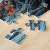 Playful otter in pond with reflections ジグソーパズル (側面)