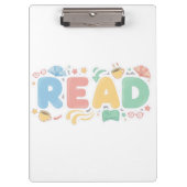 Playful Pastel Bubble "READ" Sticker Style クリップボード (正面)
