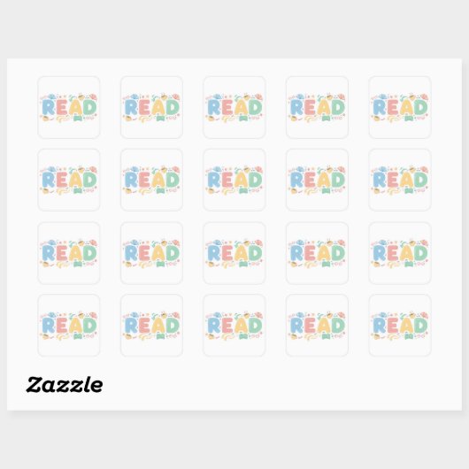 Playful Pastel Bubble "READ" Sticker Style スクエアシール (シート)