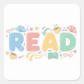 Playful Pastel Bubble "READ" Sticker Style スクエアシール (正面)