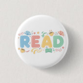 Playful Pastel Bubble "READ" Sticker Style 缶バッジ (正面)
