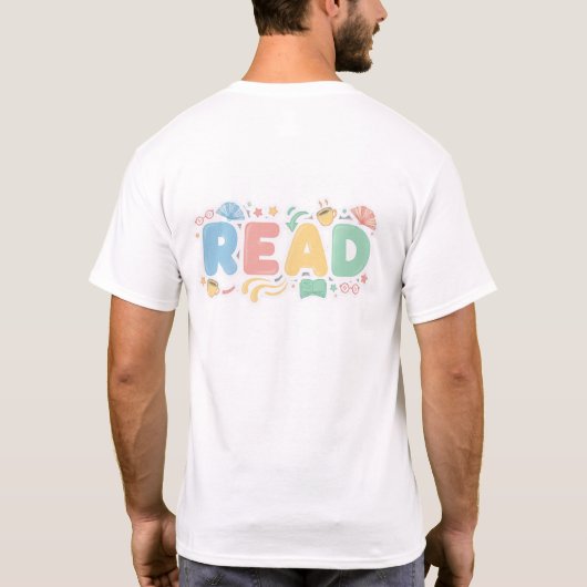 Playful Pastel Bubble "READ" Sticker Style Tシャツ (裏面)