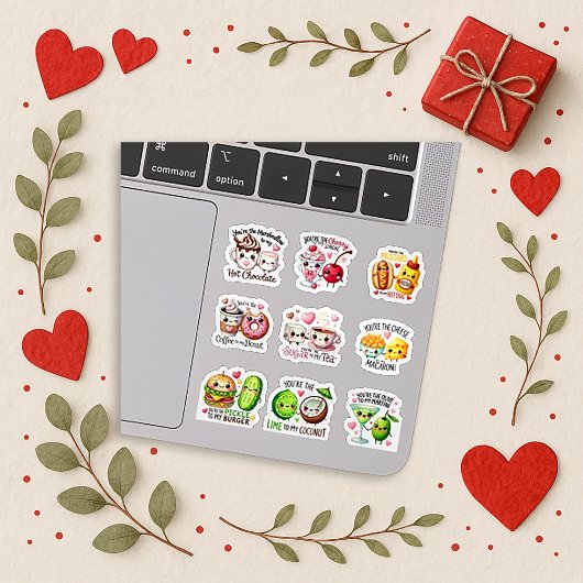 Playful Pastel Food Pun Couple Art シール