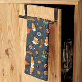 Playful pattern of orange pumpkins kitchen towel キッチンタオル