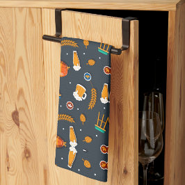 Playful pattern of orange pumpkins kitchen towel キッチンタオル