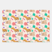 Playful Paws and Party Dogs Wrapping Paper ラッピングペーパーシート (正面3)
