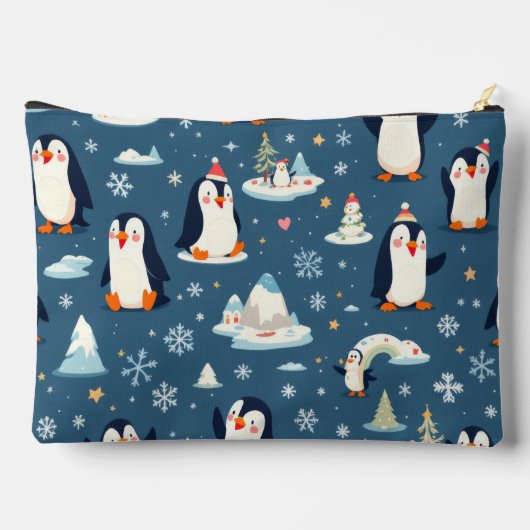 Playful Penguin Pattern アクセサリーポーチ (裏面)
