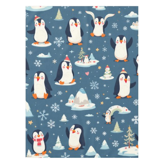 Playful Penguin Pattern テーブルクロス (正面)