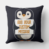 Playful penguin with a sign for your message クッション (裏面)