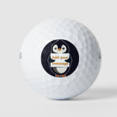 Playful penguin with a sign for your message ゴルフボール (正面)