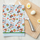 Playful Penguins For Christmas  キッチンタオル (四つ折り)