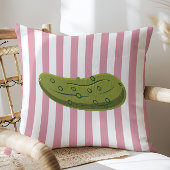 Playful Pickle on Pink Stripes, Accent Pillow,  クッション