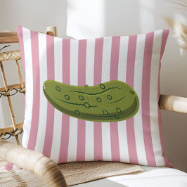 Playful Pickle on Pink Stripes, Accent Pillow,  クッション
