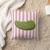 Playful Pickle on Pink Stripes, Accent Pillow, クッション (ブランケット)