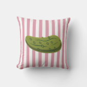 Playful Pickle on Pink Stripes, Accent Pillow, クッション (正面)