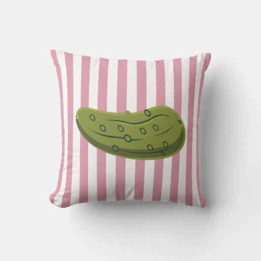 Playful Pickle on Pink Stripes, Accent Pillow,  クッション (正面)