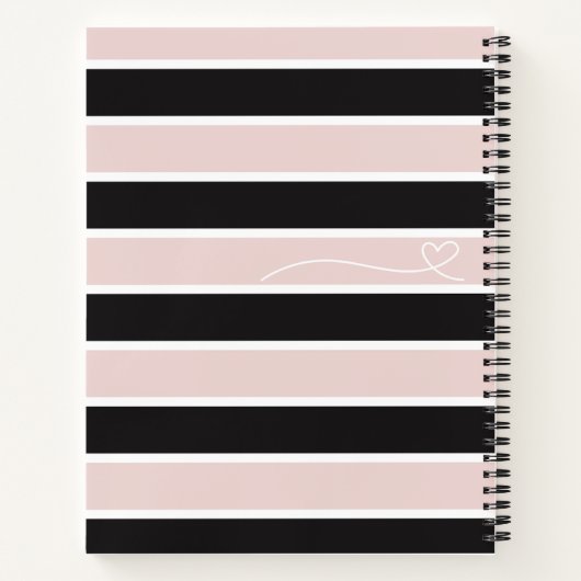  Playful Pink & Black Stripes  ノートブック (裏面)
