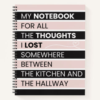  Playful Pink & Black Stripes  ノートブック