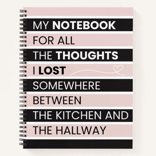  Playful Pink & Black Stripes  ノートブック (正面)