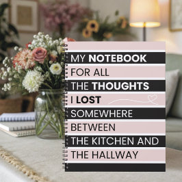  Playful Pink & Black Stripes  ノートブック