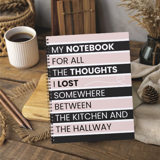  Playful Pink & Black Stripes  ノートブック