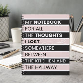 Playful Pink & Black Stripes ノートブック