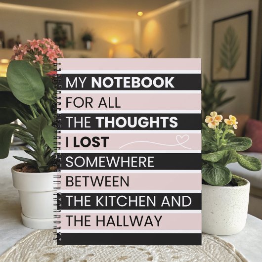  Playful Pink & Black Stripes  ノートブック