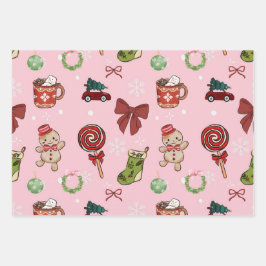 Playful Pink Christmas Wrapping Paper ラッピングペーパーシート