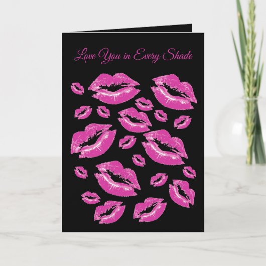 Playful Pink Lip Print Flirtatious Fun カード (正面)
